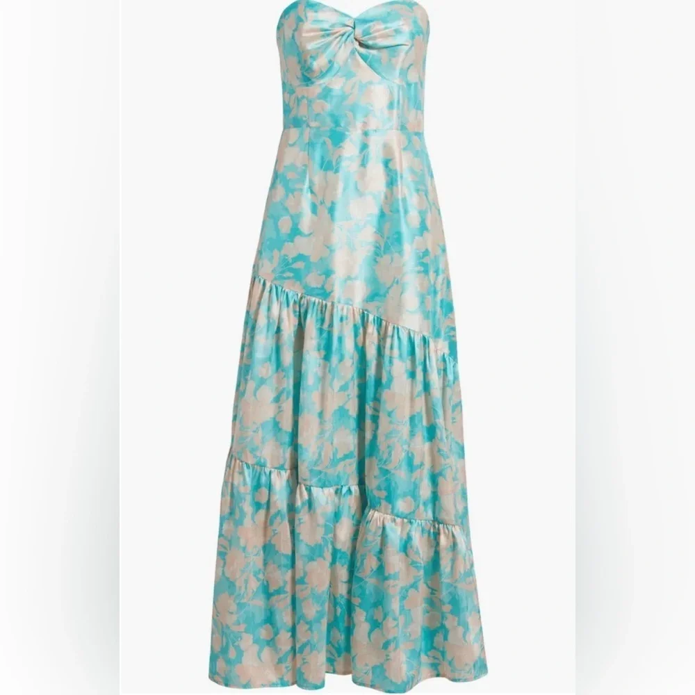 Hutch Anthropologie Phoebe Floral Strapless Maxi Cocktail Dress Womens 2 NWT